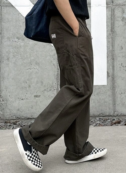 Vintage Casual Wide Leg Straight Trousers Relaxed Fit