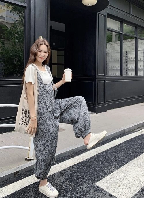 Vintage Style Suspender Pants T Shirt Set