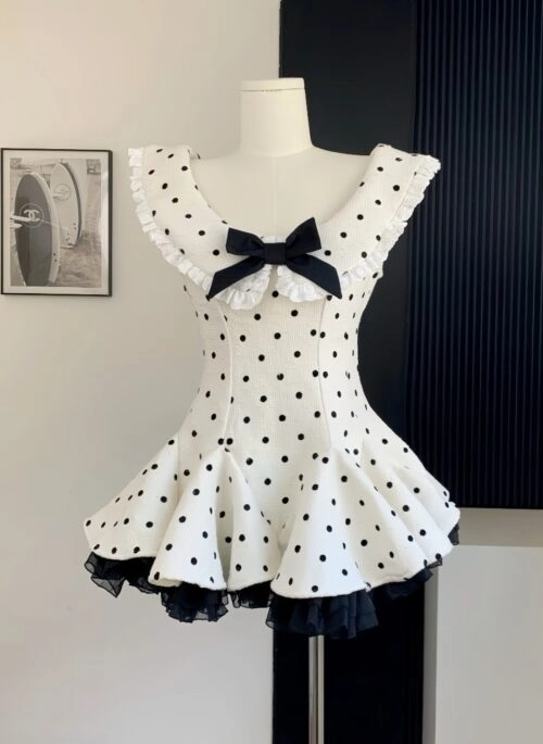White Polka Dots Mini Dress | Solar – Mamamoo