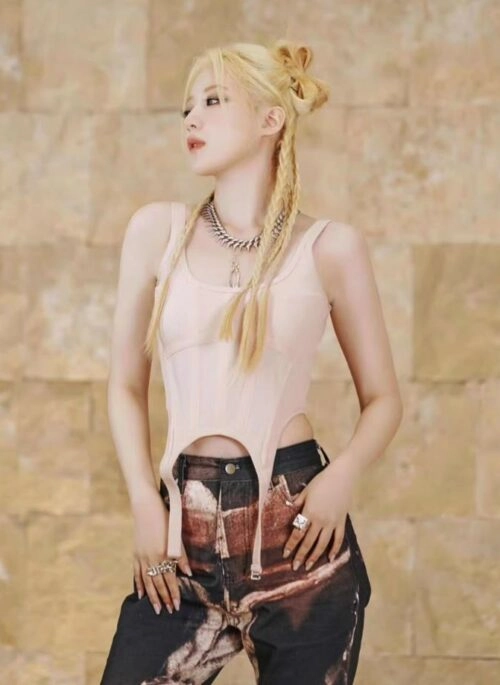 Beige Buckle-Strap Bustier Top | Shuhua – (G)I-DLE