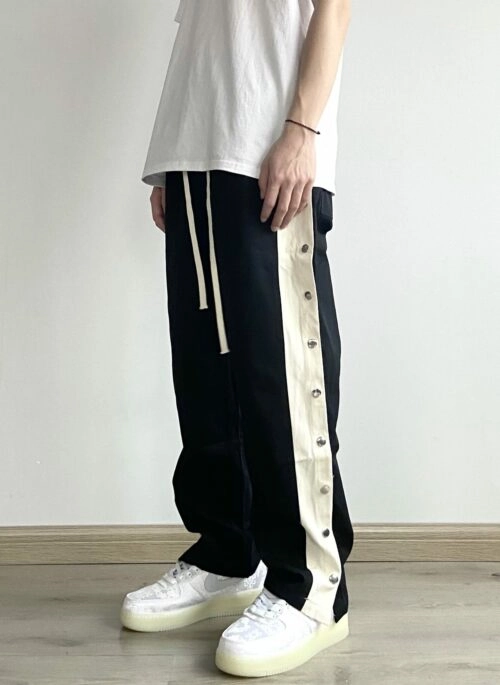 Black And White Snap Side Buttons Pants | Minghao - Seventeen