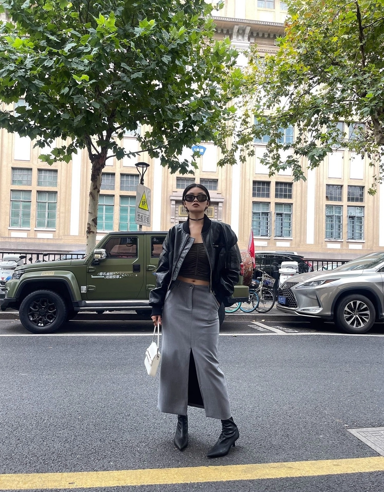 Street Style Iconic Leather Skirt A Guest Wears Black Skirt