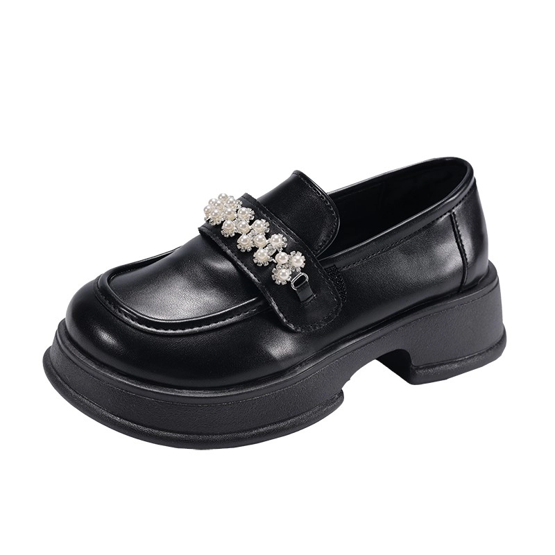 Black Pearl Chain Platform Loafers | Minju - ILLIT - Fashion