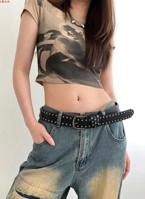 Black Punk Style Studded Belt | Shuhua – (G)I-DLE
