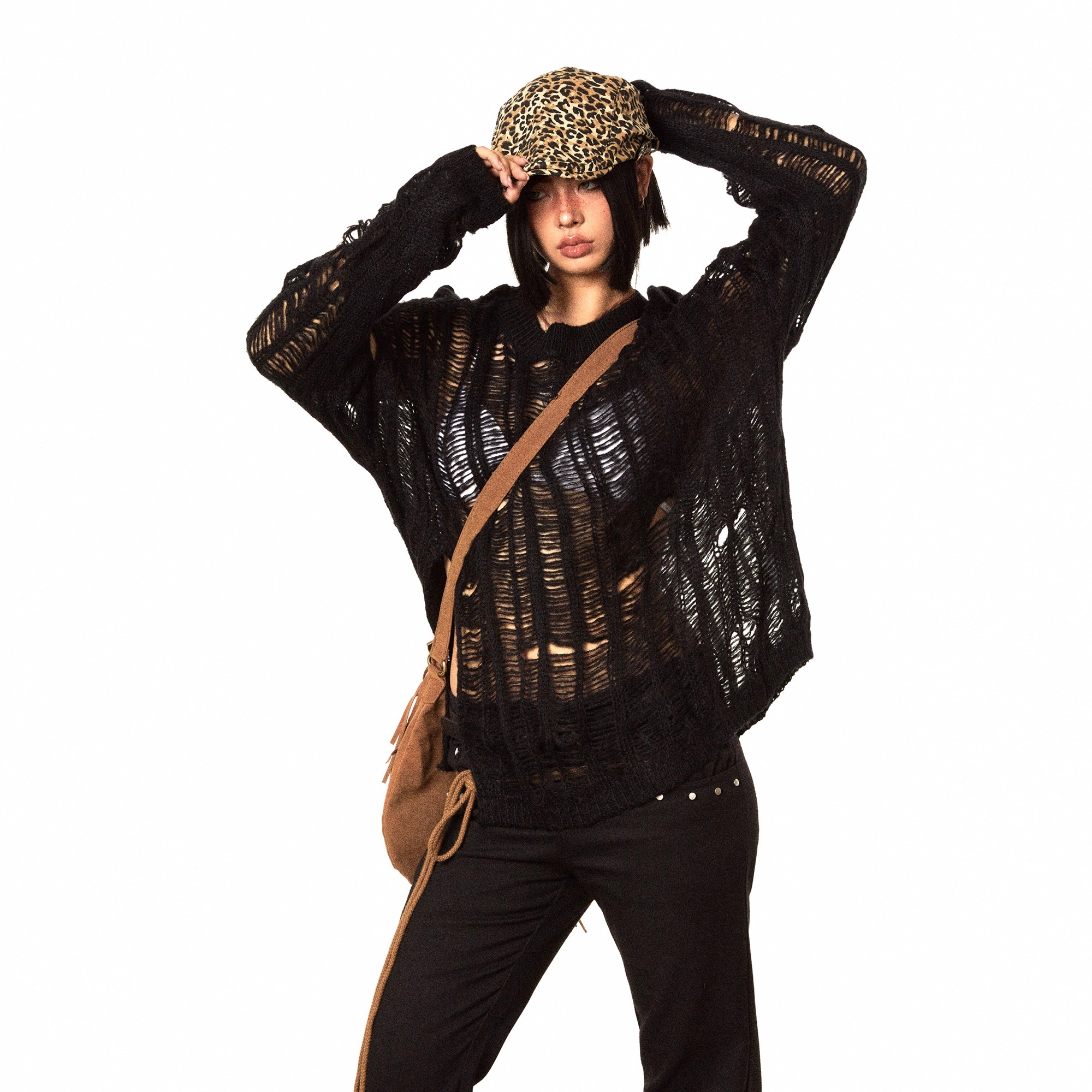 Black Ripped Pattern Knitted Sweater | J-Hope - BTS - Fashion Chingu