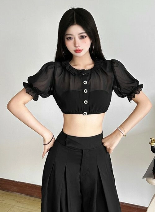NOFFICIALNOFFICE★韓国人気 SPAN VELVET RAGLAN TOP BLACK/PINK Black Vintage Dress | Jennie - BlackPink - Fashion Chingu