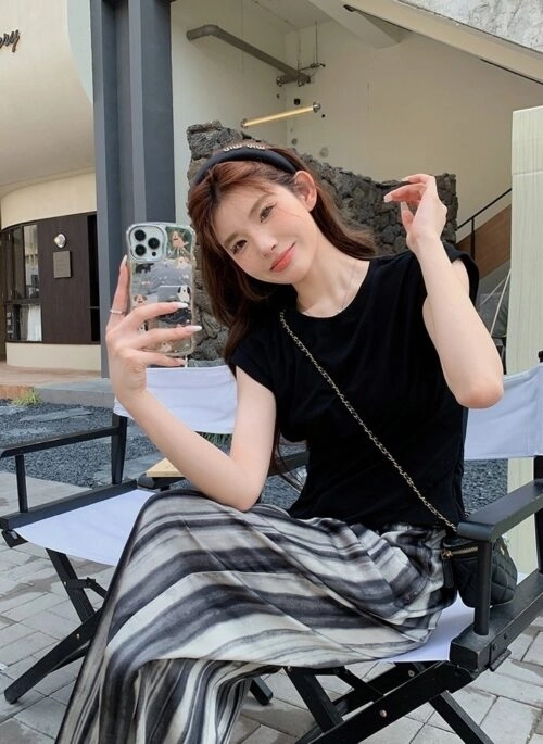 Black Striped High Waist Wide Leg Pants Set