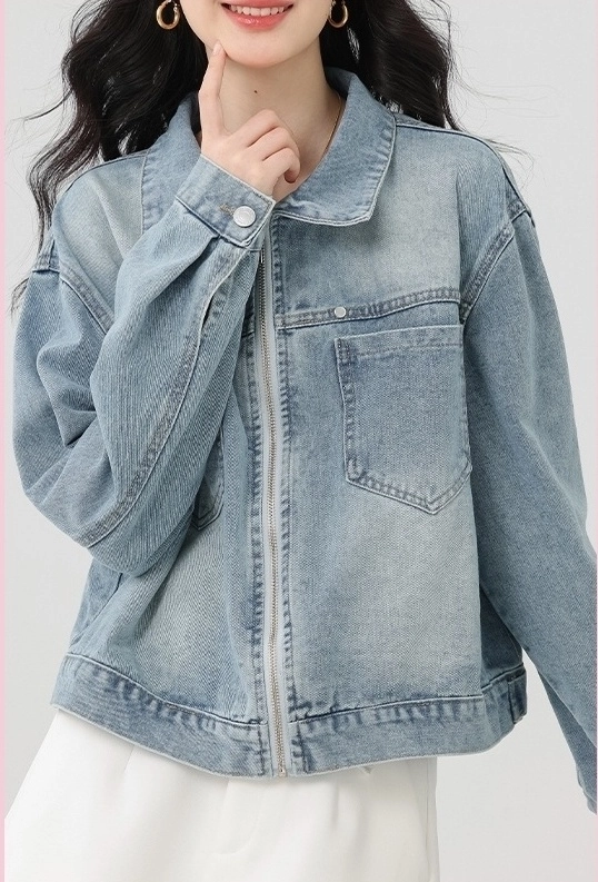 Blue Front Pockets Zip Up Denim Jacket | Felix - Stray Kids