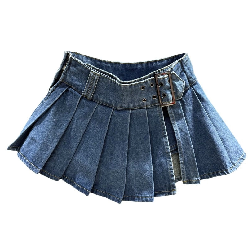 【U LAN】kitch tennis denim skirt LightDenim_TennisSkirt_flat_gr