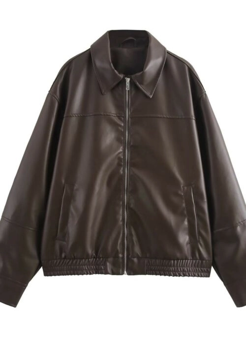 Black Button-Down Cropped Faux Leather Jacket | San - ATEEZ