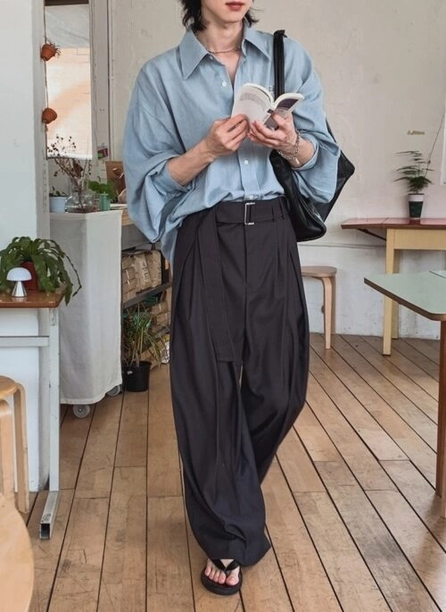 Casual Relaxed Fit Wide Leg Trousers