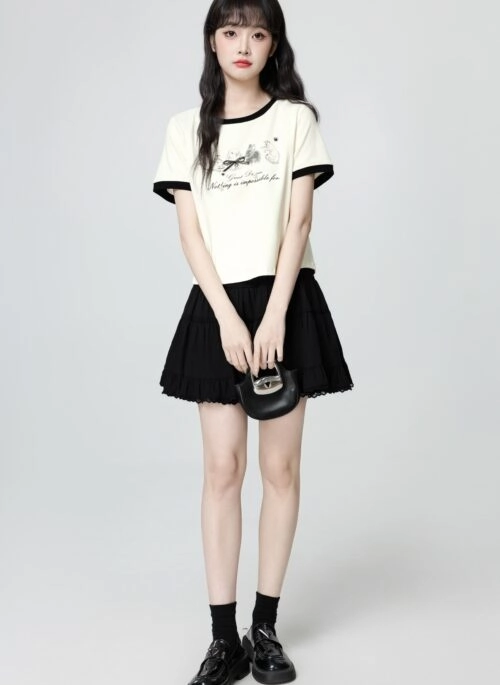 Black Pleated Wrap Skort | Jiwoo - NMIXX - Fashion Chingu