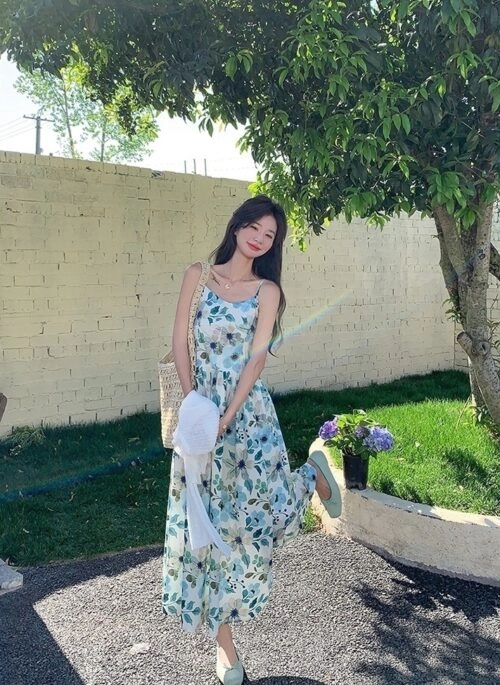 Floral Print Sleeveless Dress Lightweight Cardigan Set