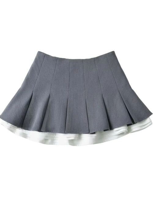 Grey Layered Pleated Mini Skirt | Wonyoung – IVE