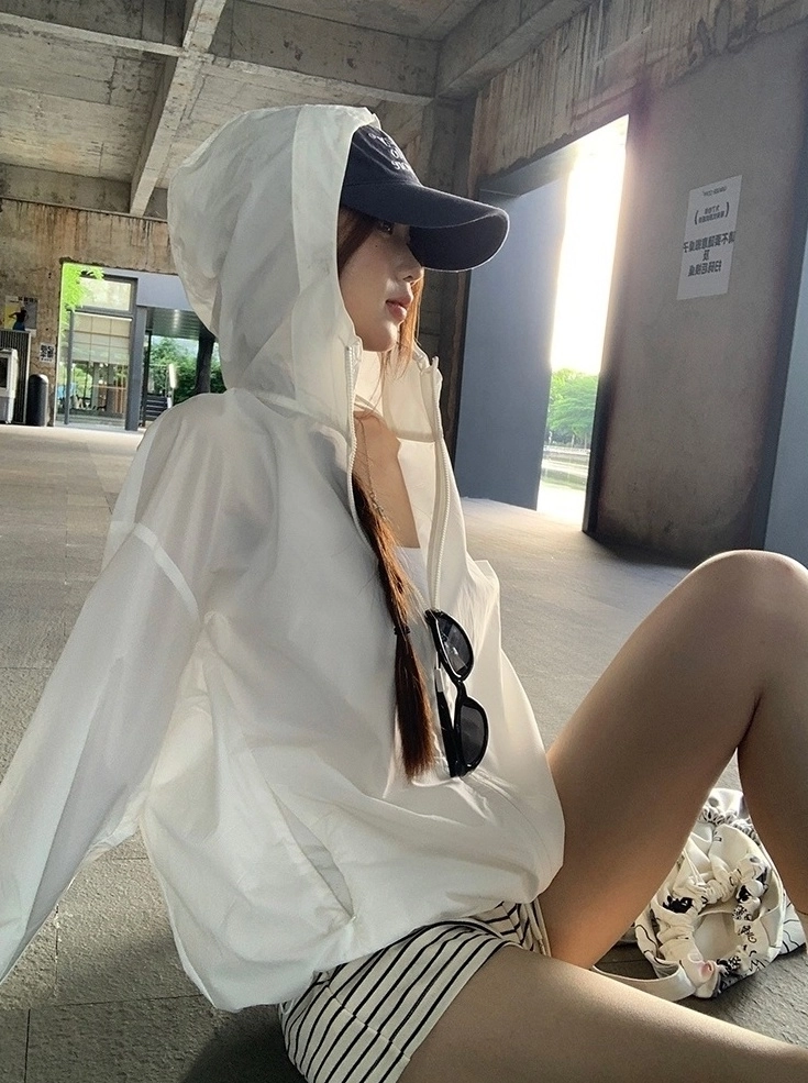 Lightweight Uv Protection Summer White Korean Style Jacket