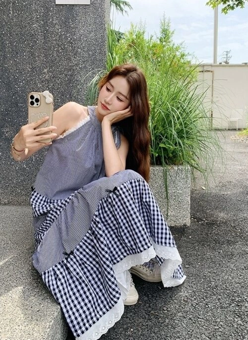 [ NERDY ]★韓国人気★WOMEN'S NY TRACK MIX DENIM COLUMN SKIRT NERDY ]☆韓国人気☆WOMEN'S NY TRACK MIX DENIM COLUMN SKIRT