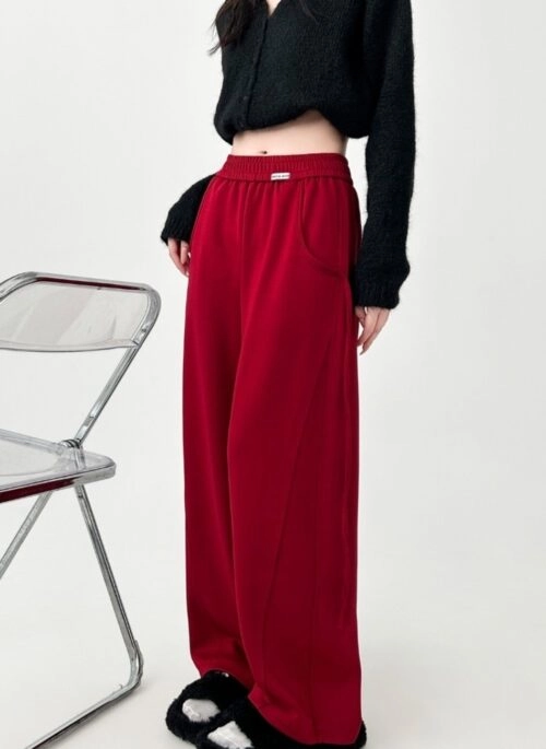 Red Banana Wide Leg Casual Relaxed Fit Pants