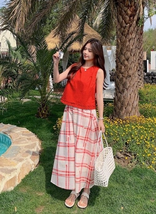 スカート Herlipto Windowpane Checked Volume Skirt HER LIP TO同型