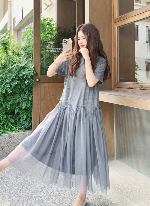 Romantic Mesh Bow Design Long Dress