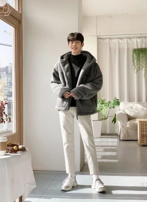 Sherpa Fleece Hooded Winter Jacket