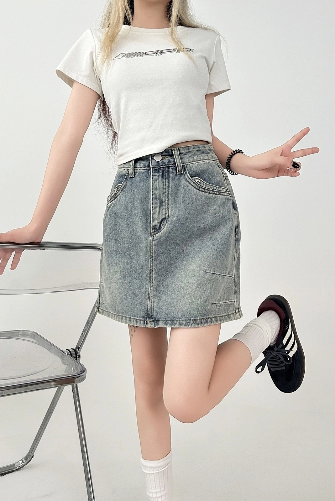 【Anyone more】Chinu damage mini skirt HDE Women's Shiny Metallic Drawstring Bodycon Mini Skirt Red