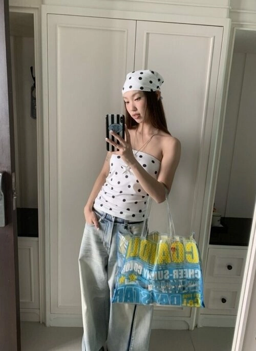 White Polka Dots Tube Top | Belle – Kiss Of Life