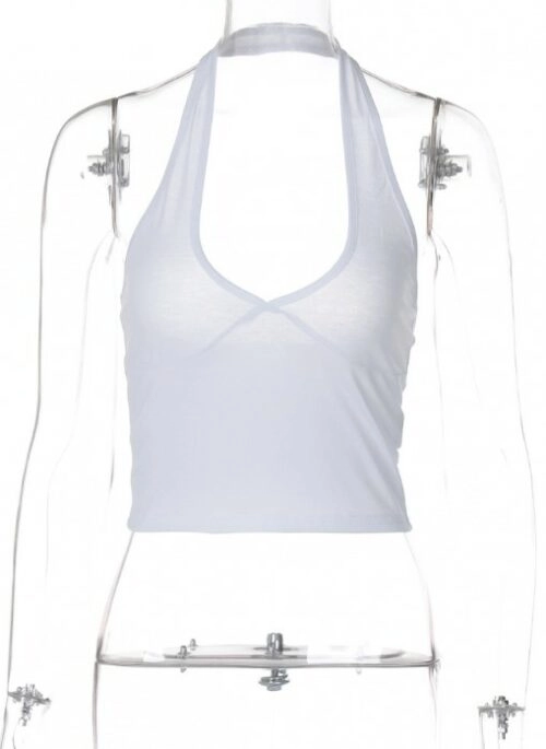 White Classic Halter Top | Lara - KATSEYE