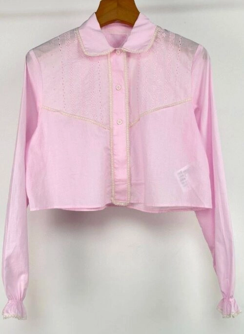 Pink Intricate Embroidered Crop Shirt | Somi