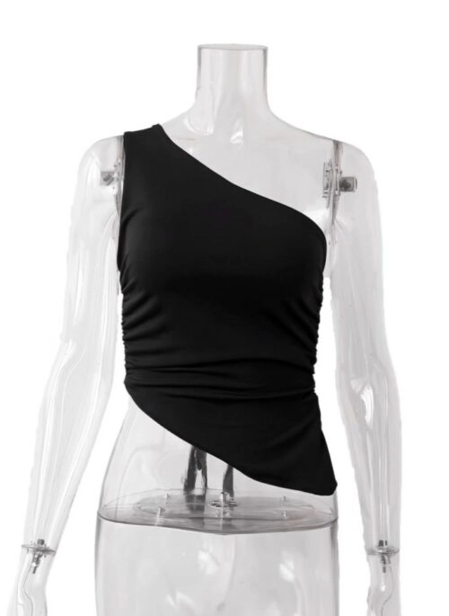 【Kashiko 25HS】Zen One Shoulder Top One Shoulder Ruched Top in White – The NKC Store