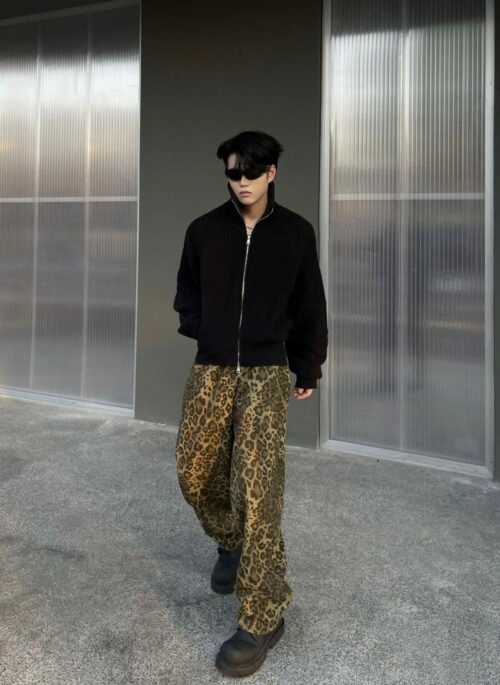 Brown Leopard Pattern Wide Leg Pants | Haechan – NCT