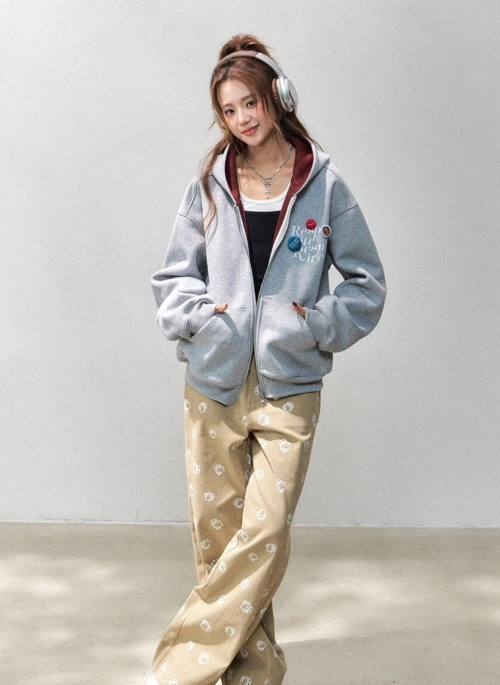 California Street Letter Patch Sweatshirt Jacket