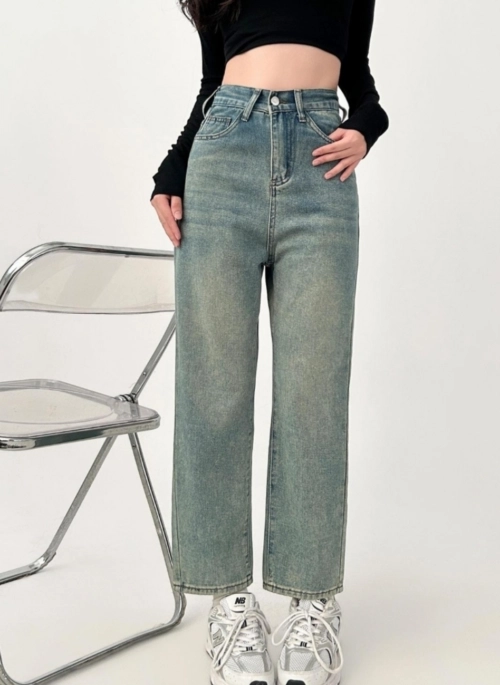 Colorblock Embroidered High Waist Relaxed Fit Jeans