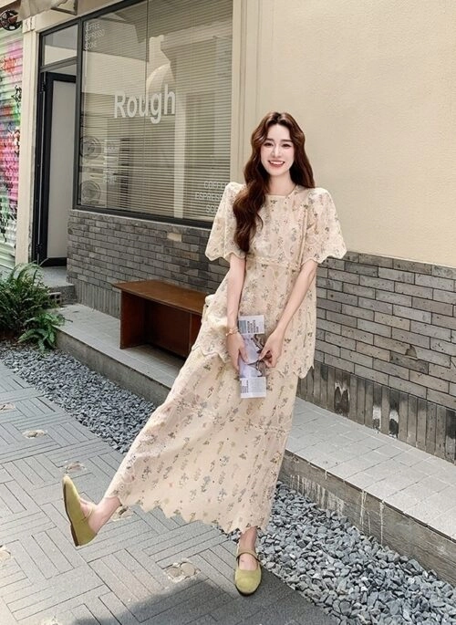 Embroidered Floral Top And Skirt Set