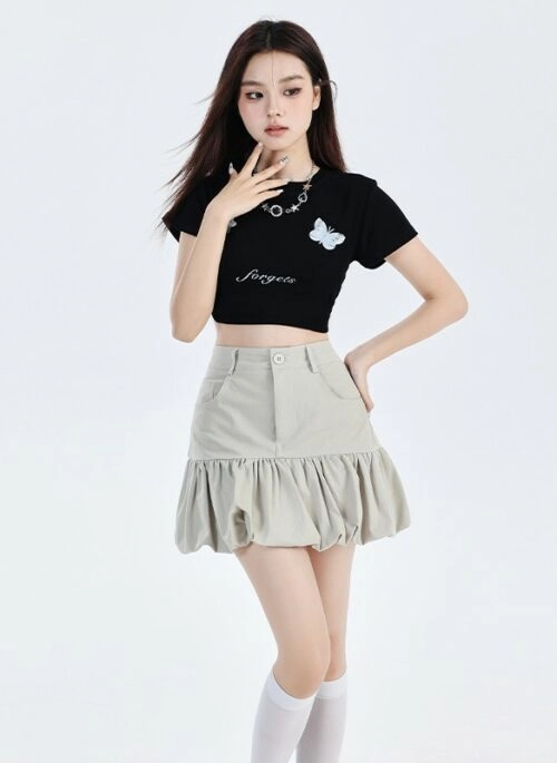 Black And Silver Striped Mini Skirt | Kyujin - NMIXX