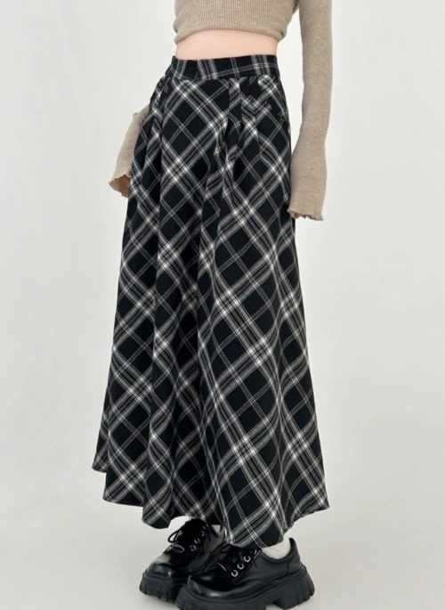 Plaid Vintage A Line Midi Skirt