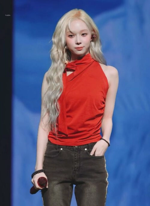 Red Tie-Neck Sleeveless Top | Winter - Aespa
