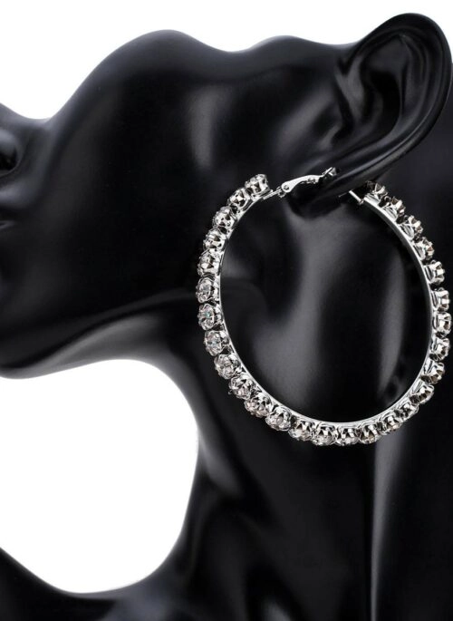 Silver Crystal-Embedded Hoop Earrings | Asa – BabyMonster