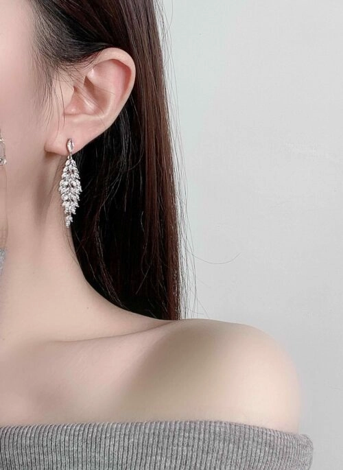 Silver Crystals Dangling Earrings | IU