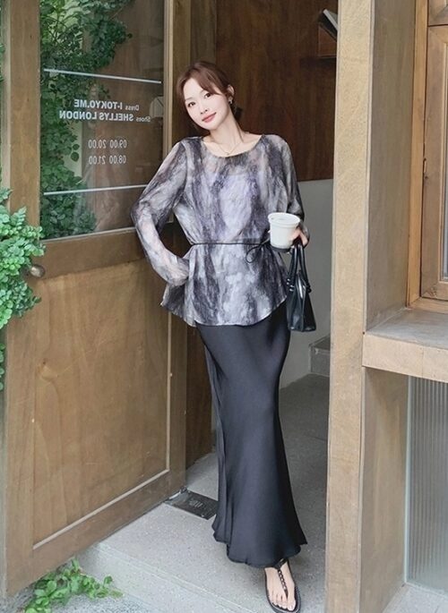 Summer Sheer Print Long Sleeve Sun Protection Set