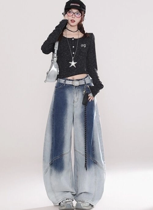 Vintage Irregular Long Sleeve Slim Fit Top