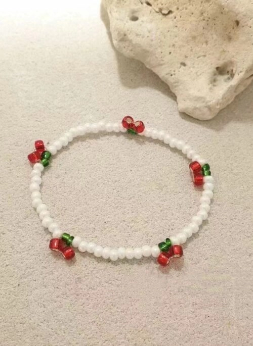 White Beaded Cherry-Accent Bracelet | Jeno – NCT
