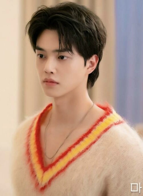 Beige Mink Fur Yellow Lining V-Neck Sweater | Jeong Gu Won - My Demon