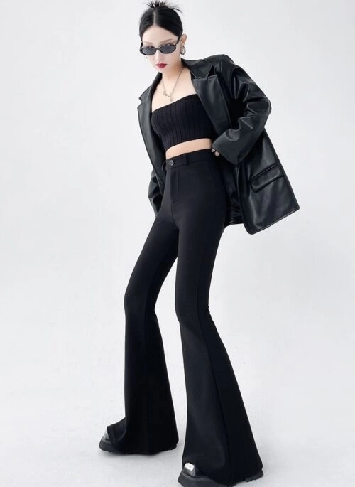 Black Classic Flared Pants | Chaewon – Le Sserafim