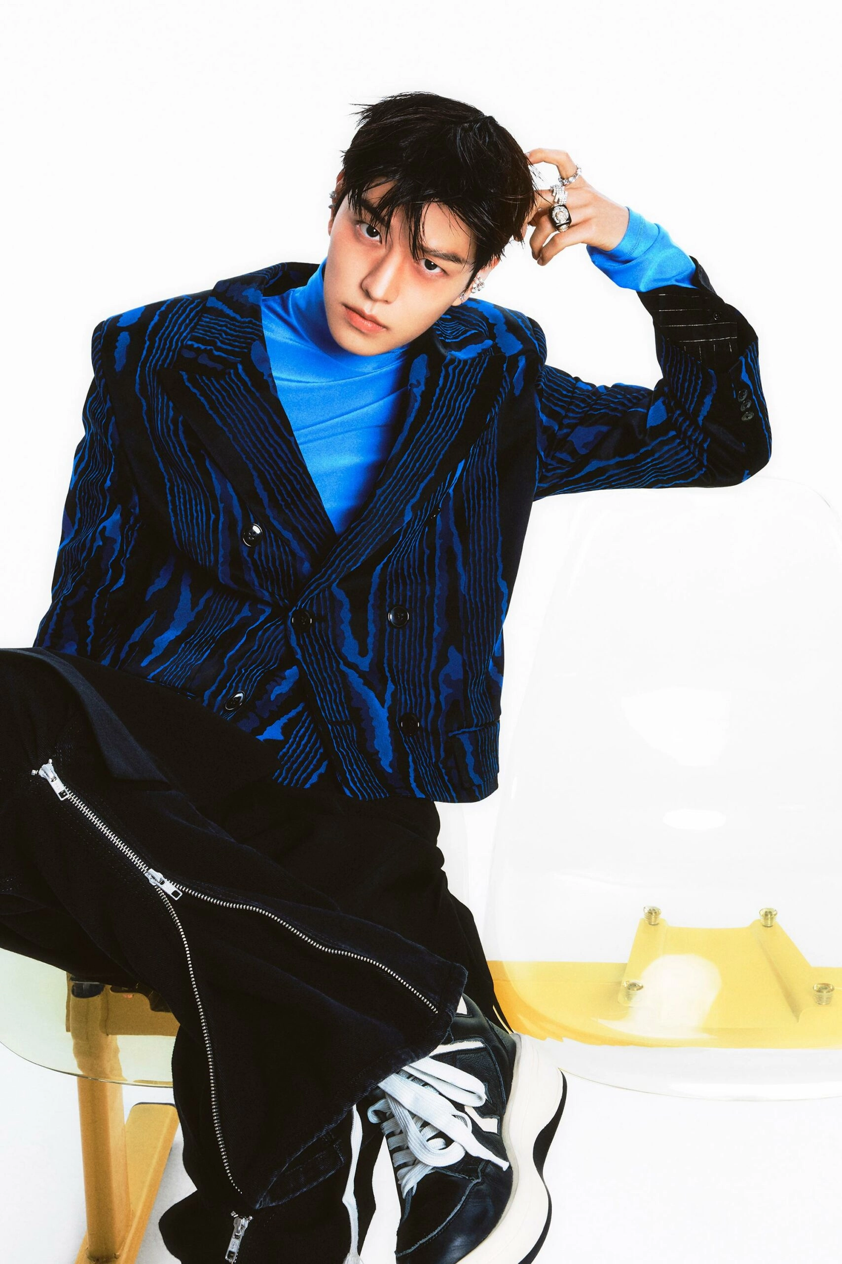 Black Front-Zip Wide Leg Pants | Seungmin - Stray Kids - Fashion