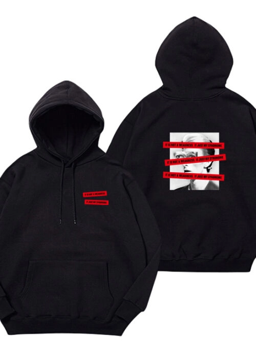 Black Grunge Graphic Text Hoodie | Jeongin – Stray Kids