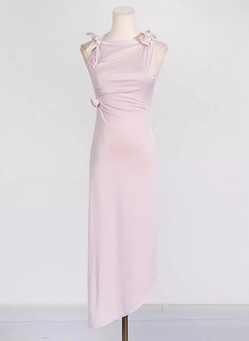 Pink Chest Cut-Out Flowy Flower Dress | Rei – IVE