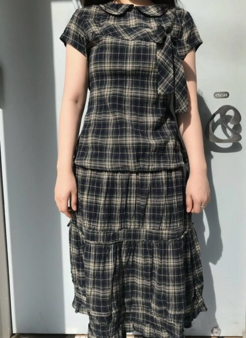 Black Plaid Peter Pan Collar Blouse | Tzuyu – Twice