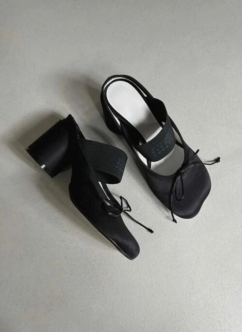 Black Ribbon Accent Block Heels | Jennie – BlackPink