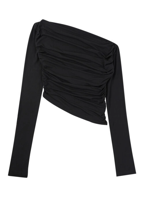 Black Ruched One Shoulder Top | Jennie - BlackPink