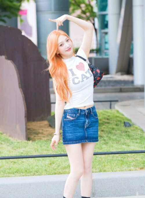 Blue Denim A-Line Mini Skirt | Joy - Red Velvet